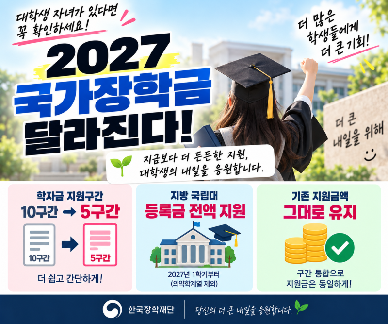 2027 국가장학금 달라진다｜10구간→5구간·지방 국립대 등록금 전액