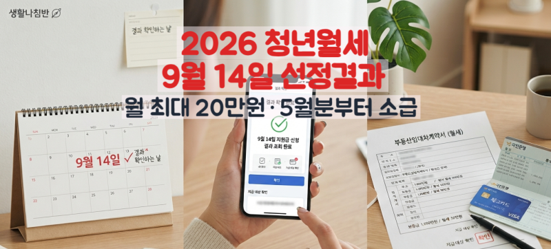 2026 청년월세 지원 선정결과 9월 14일｜확인방법·지급일