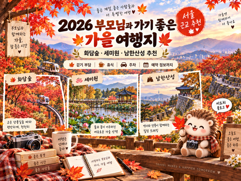 2026년 부모님과 가기 좋은 가을 여행지 3곳｜서울 근교 화담숲·세미원·남한산성