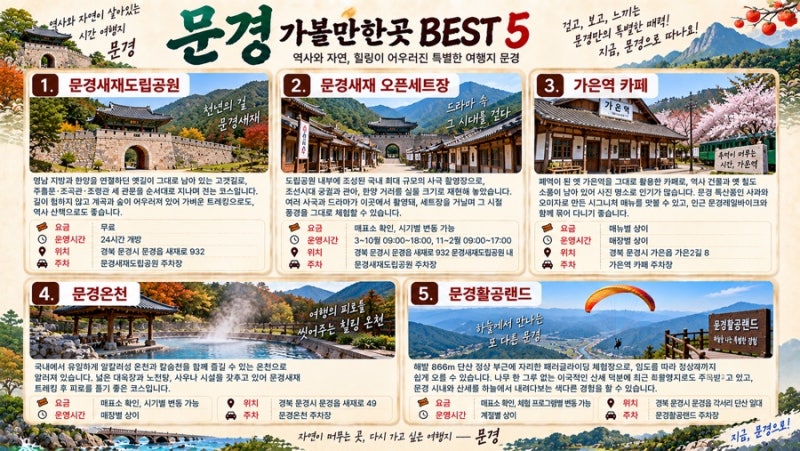 경북 문경 가볼만한곳 총정리 | 문경새재부터 활공랜드까지