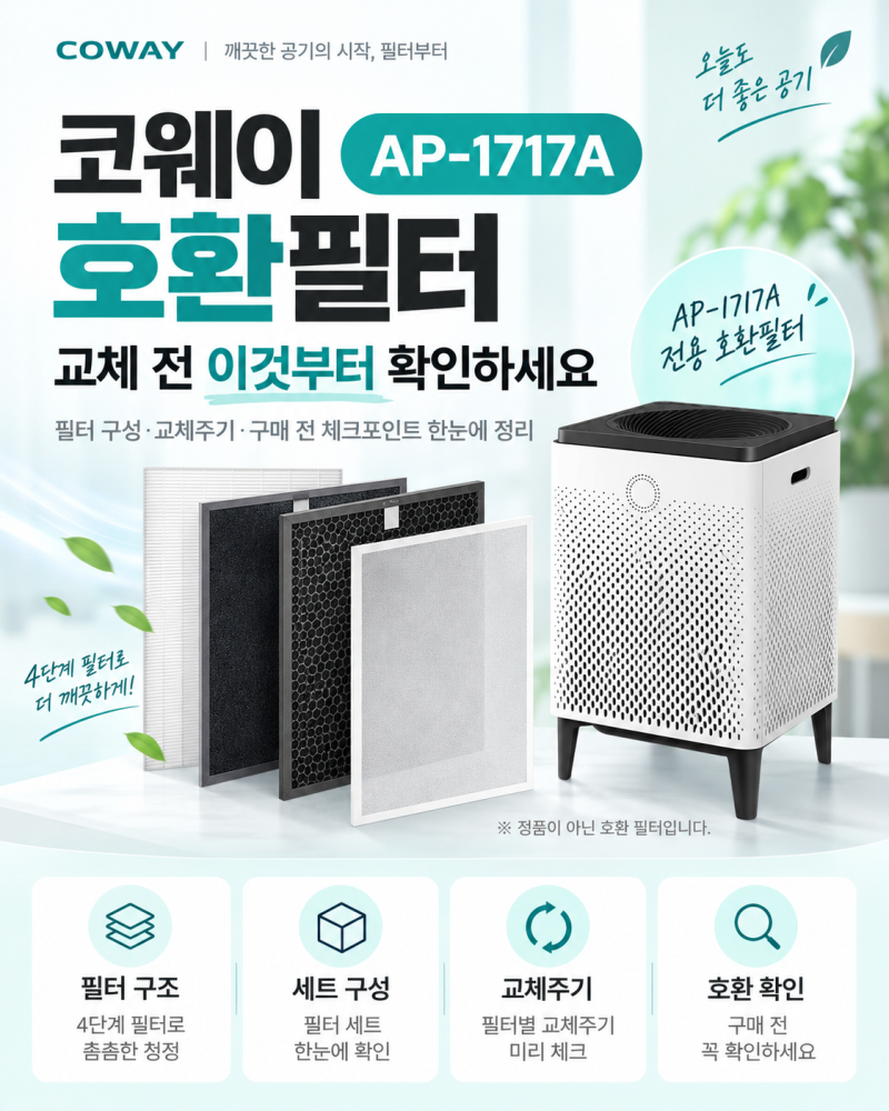 코웨이 AP-1717A 호환필터 교체｜필터 구성·교체주기 한눈에 정리