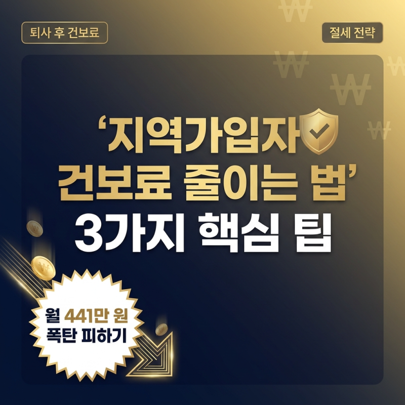 지역가입자 건강보험료 줄이는 법 3가지: 퇴사 후 건보료 폭탄 피하는 팁