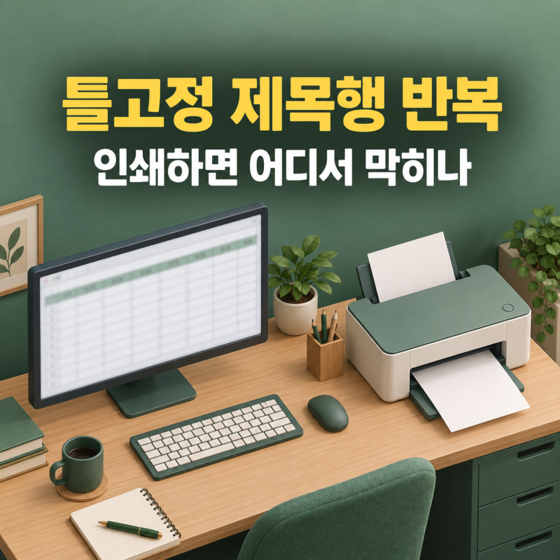 엑셀 틀고정 인쇄 제목행 반복, 화면만 해두면?