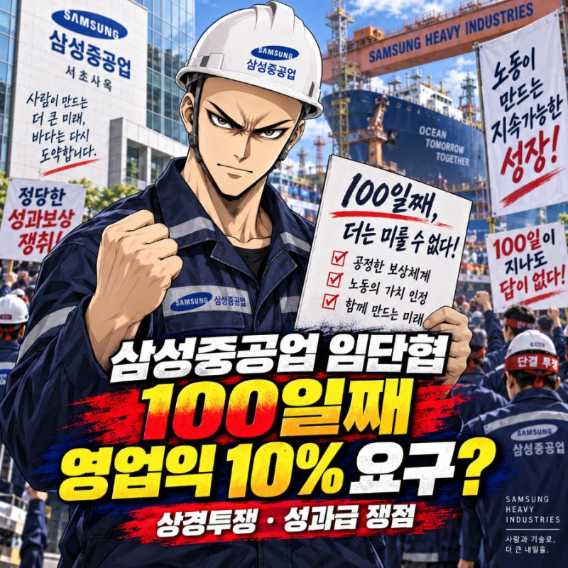 삼성중공업 임단협 100일째, 영업익 10% 요구?