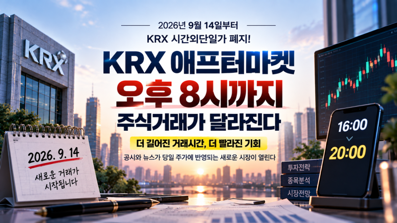 KRX 애프터마켓 9월 14일 시작｜주식 밤 8시까지, NXT와 뭐가 달라질까?