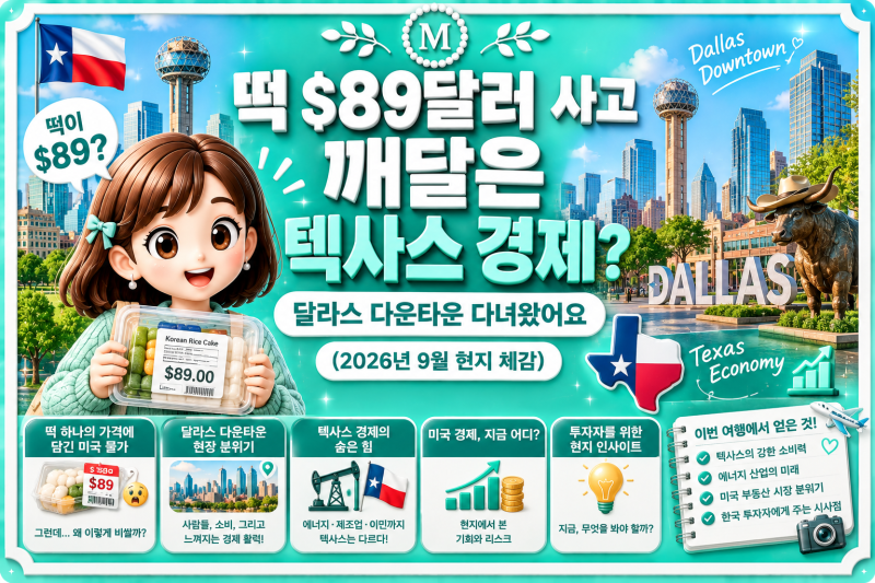 떡 $89달러 사고 깨달은 텍사스 경제? 달라스 다운타운 다녀왔어요 (2026년 9월 현지 체감)
