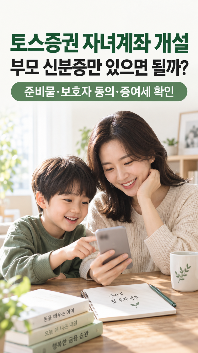 토스증권 자녀계좌 개설, 부모 신분증만 있으면 될까? 준비물·증여세 확인
