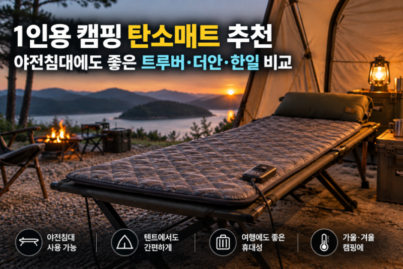 [캠핑] 1인용 캠핑 탄소매트 추천｜야전침대에도 좋은 트루버·더안·한일 비교