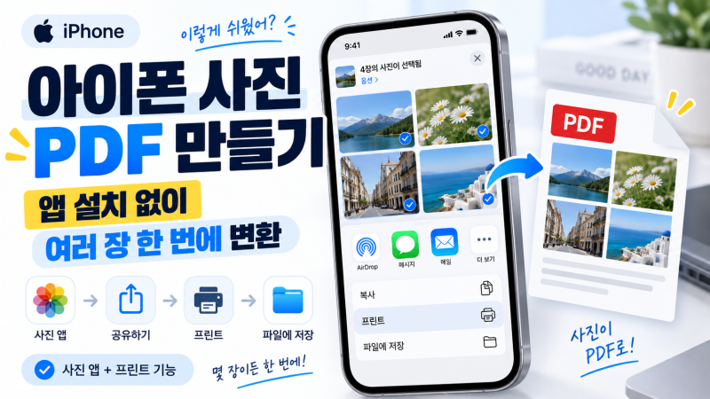아이폰 사진 PDF로 만드는 법｜앱 없이 여러 장 한 번에 변환