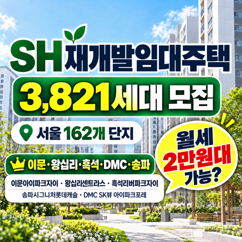 서울 아파트 월세가 2만원대?｜SH 재개발임대 3,821세대 모집
