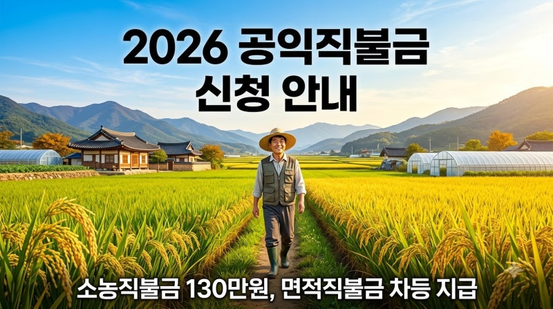 2026 공익직불금 신청자격 안내 소농직불금 130만원과 면적직불금 차이점 총정리