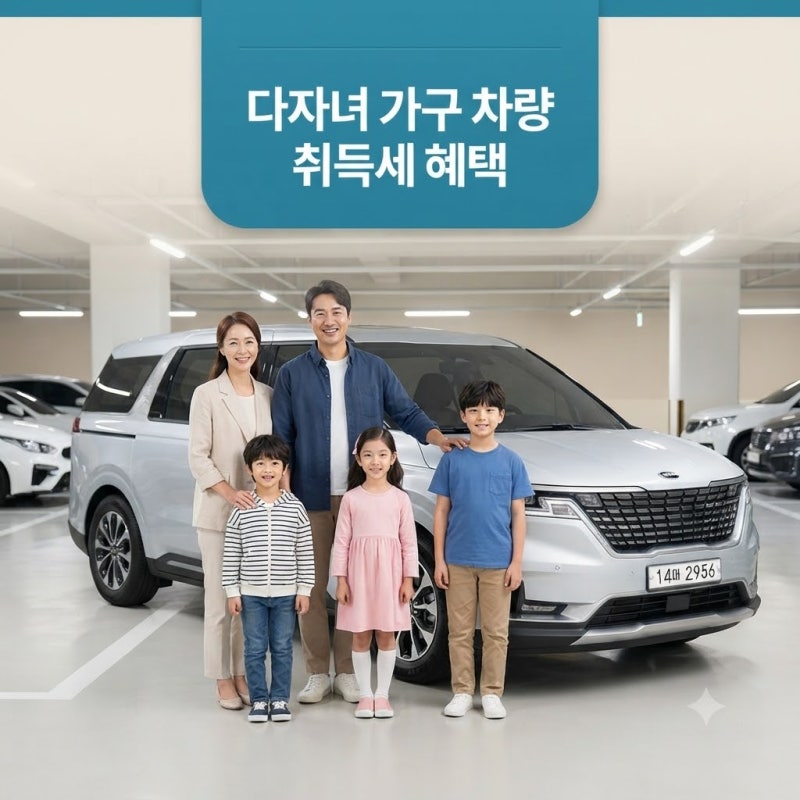 다자녀 자동차 취등록세 전액 감면 혜택 및 신청 서류 핵심 절차