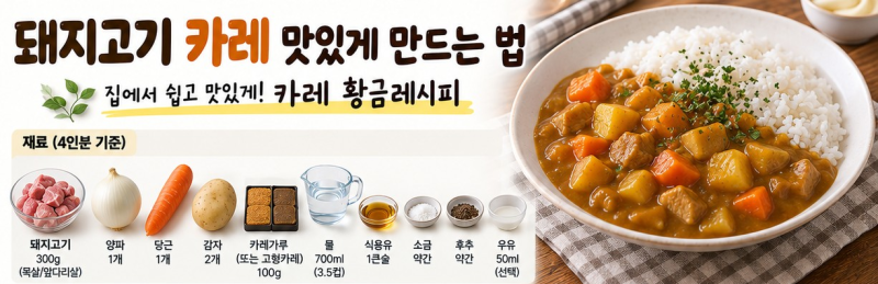 돼지고기 카레 맛있게 만드는 법｜재료 투입 순서가 쉬운 카레 황금레시피