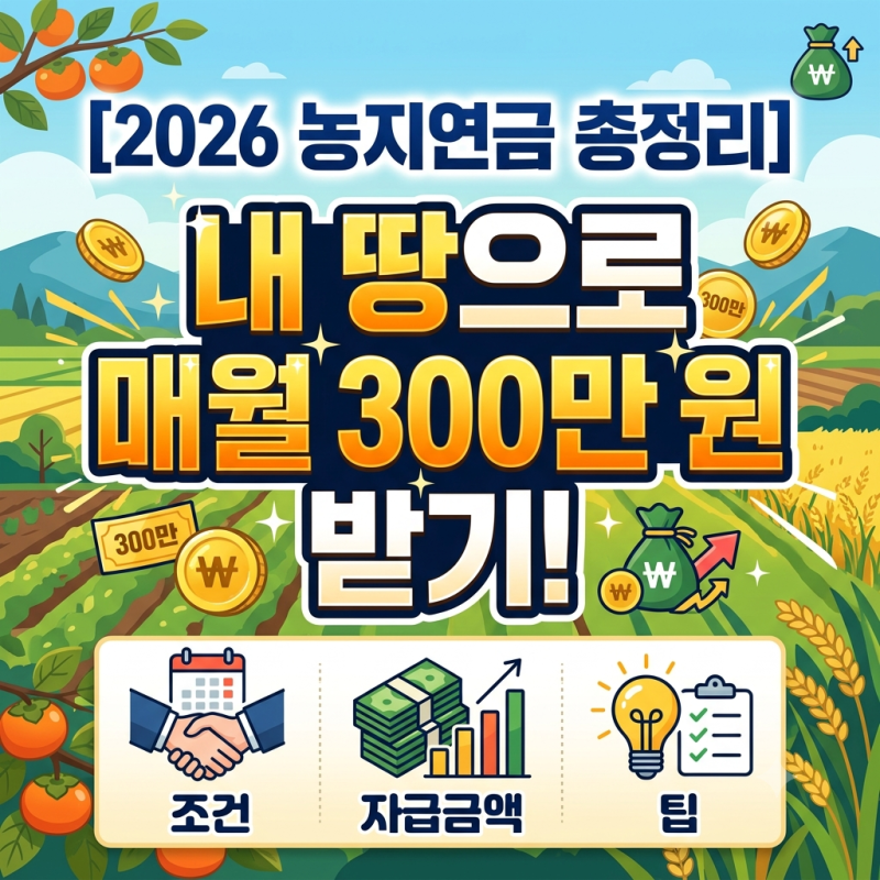 [2026 농지연금 총정리] 내 땅으로 매월 300만 원 연금 받기! 가입조건·수령액·신청 꿀팁 완벽 ....