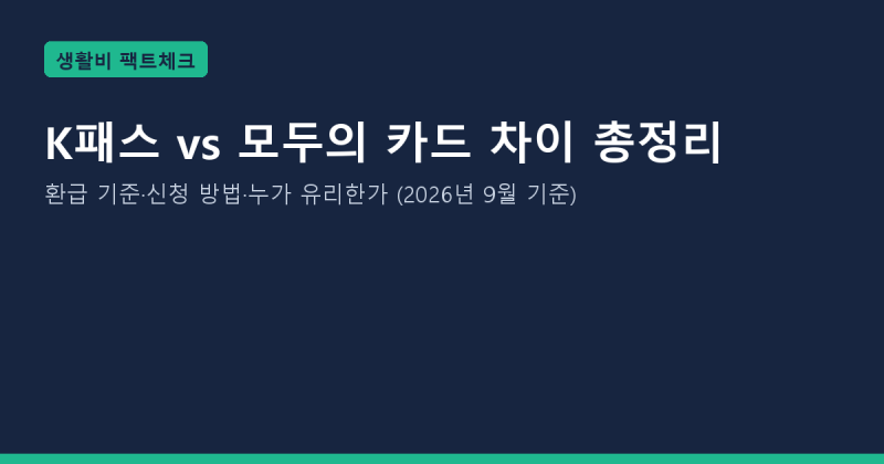 K패스 vs 모두의 카드 차이 총정리: 환급 기준·신청 방법·누가 유리한가 (2026년 9월 기준)