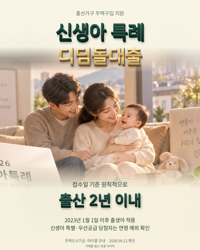 2026 신생아 특례 디딤돌대출 총정리맞벌이 2억원·최대 4억원, 대환 조건까지