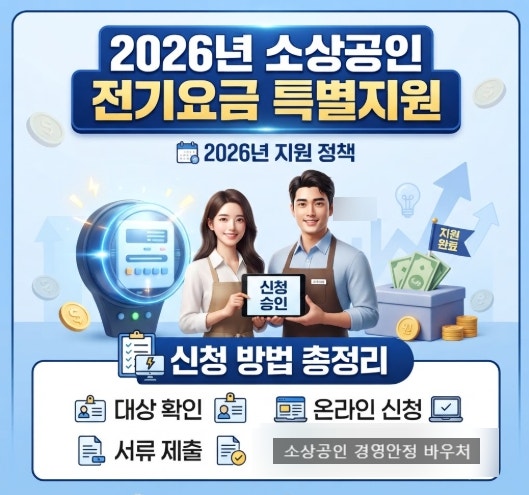2026년 소상공인 전기요금 특별지원 대상자 확인 및 신청 방법 총정리