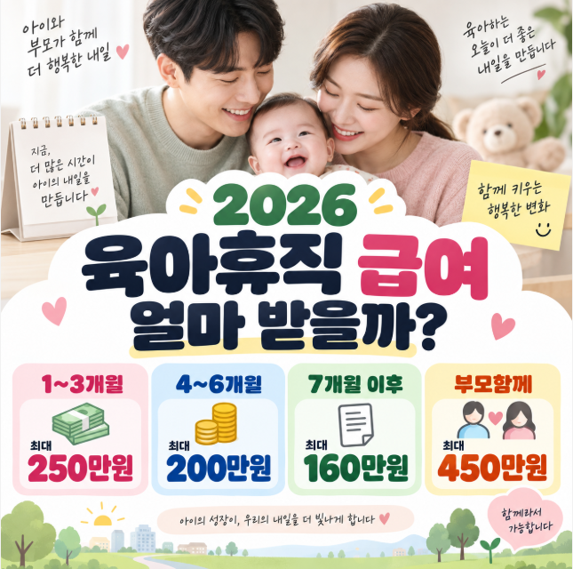 2026 육아휴직 급여 얼마 받을까? 기간별 금액·상한액·신청방법