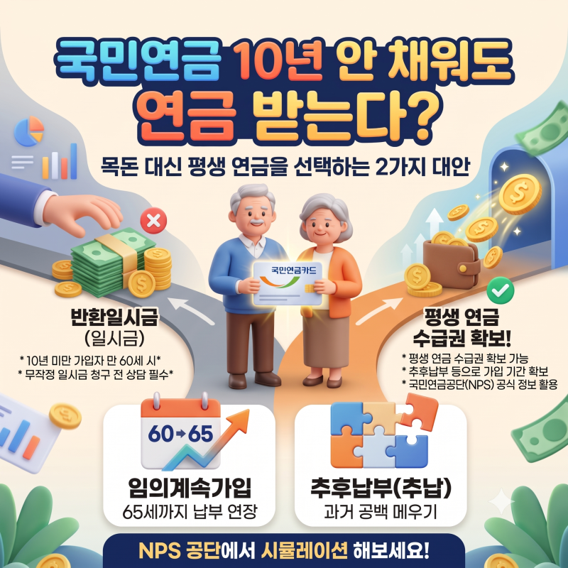 국민연금 10년 못 채웠다면? 반환일시금 수령 전 반드시 알아야 할 대안 2가지