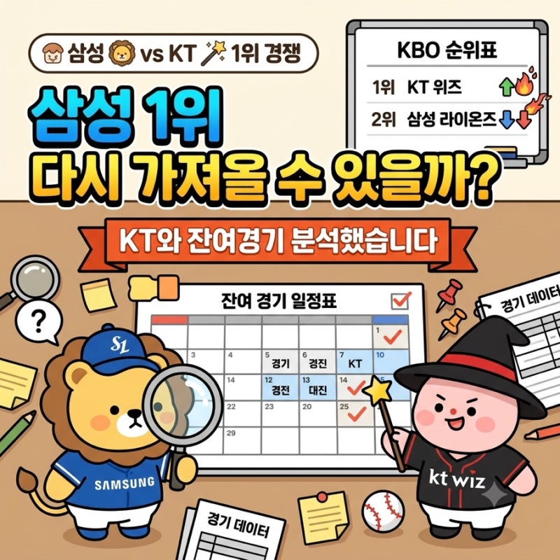 삼성 정규시즌 1위 가능할까?｜KT와 잔여경기 일정 직접 따져봤습니다 ⚾️