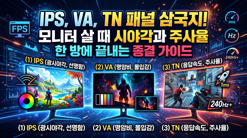 IPS, VA, TN 패널 삼국지! 모니터 살 때 시야각과 주사율 한 방에 끝내는 종결 가이드