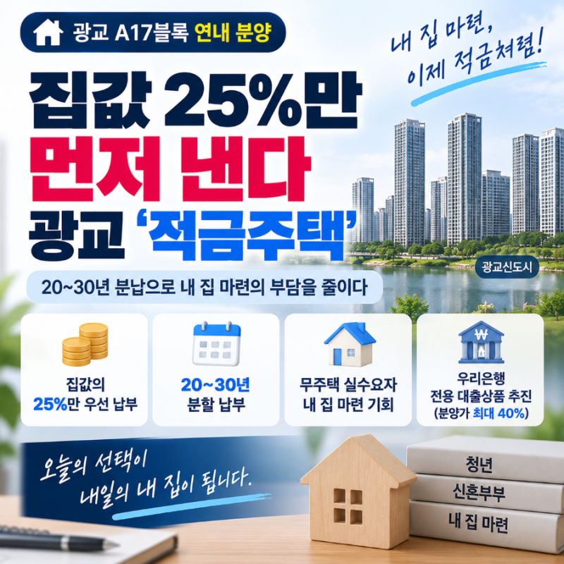 광교 적금주택이란? 집값 25% 먼저 내고 나머지는 20~30년 분납