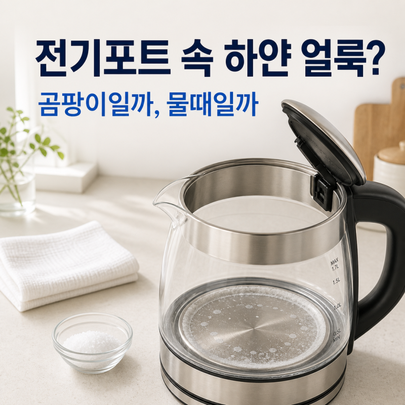 전기포트 안 하얀 얼룩, 곰팡이일까요? 물때 구별과 안전하게 지우는 법