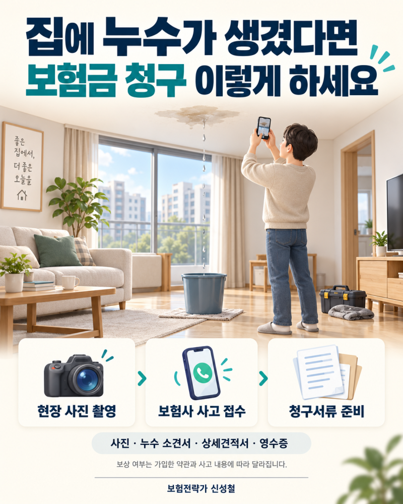 집에 누수가 생겼다면 보험금 청구 이렇게 하세요