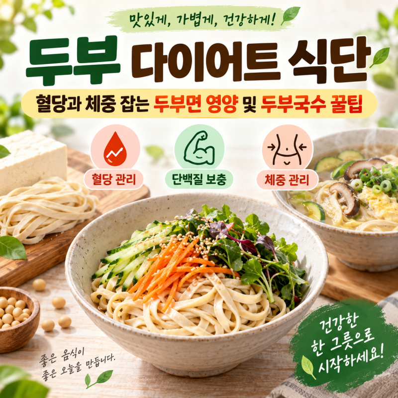 두부 다이어트 식단, 혈당과 체중 잡는 두부면 영양 및 두부국수 꿀팁