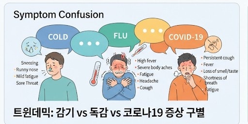 감기,독감, 코로나19 구별법과 예방 방법 치료법 트윈데믹 이란?