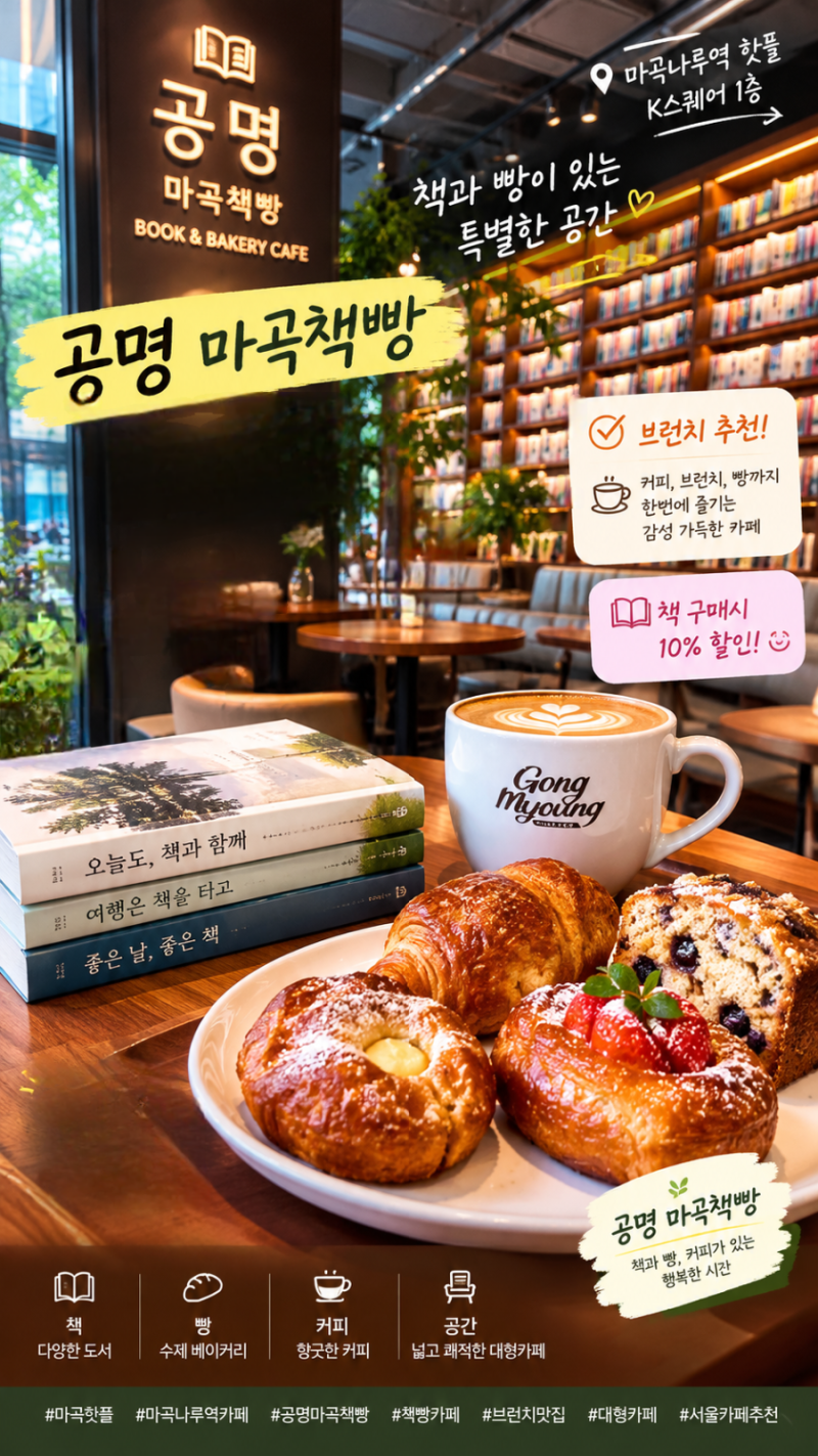 마곡나루역 핫플 카페 공명 마곡책빵 브런치 추천 마곡나루역 K스퀘어 타워3 접근성 갑