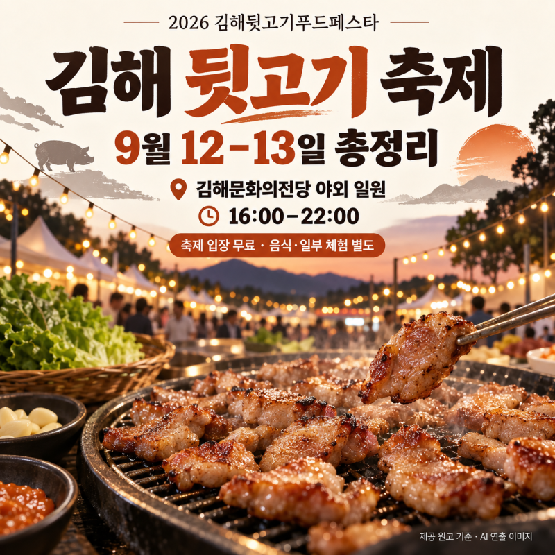 2026 김해 뒷고기 축제 총정리｜9월 12~13일 일정·주차·현장접수 미식평상·셰프 공연 입장료 ....