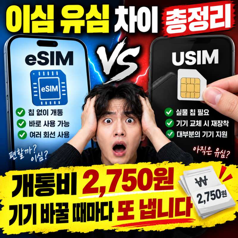 이심 유심 차이 총정리 | 개통비 2,750원, 기기 바꿀 때마다 또 냅니다