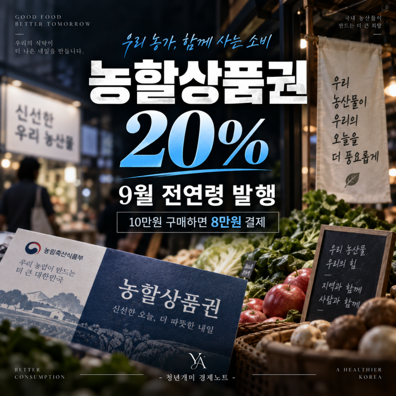 농할상품권 9월 전연령 발행일정, 20% 할인 구매시간과 사용처
