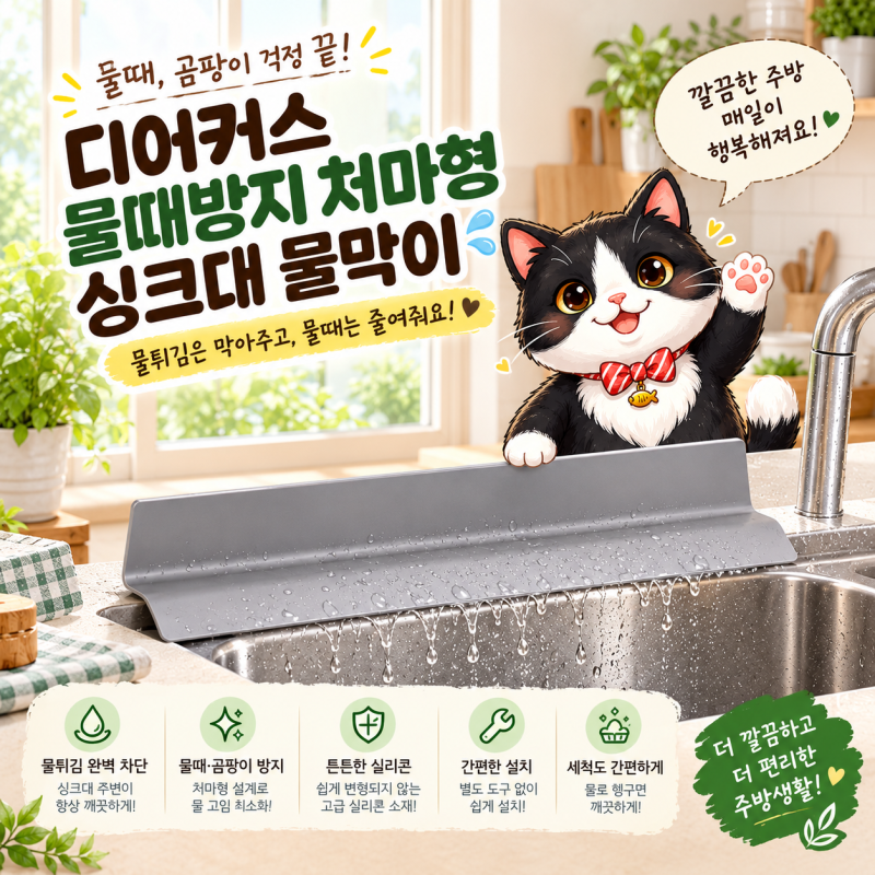 싱크대물막이 고르는 기준 색상 접착력 내구성 정리