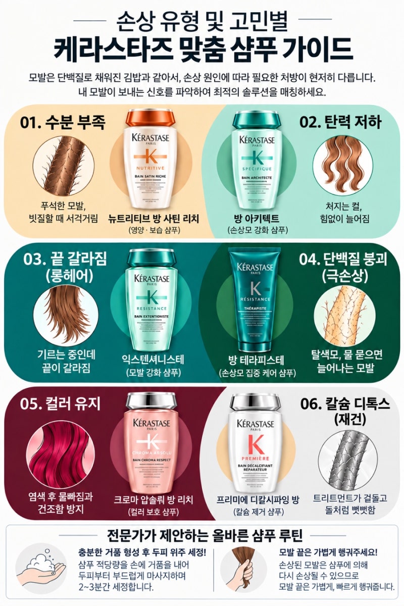 "케라스타즈 샴푸, 종류가 너무 많아요" 20년 차 헤어 디자이너가 딱 정해드립니다 (손상도 별....