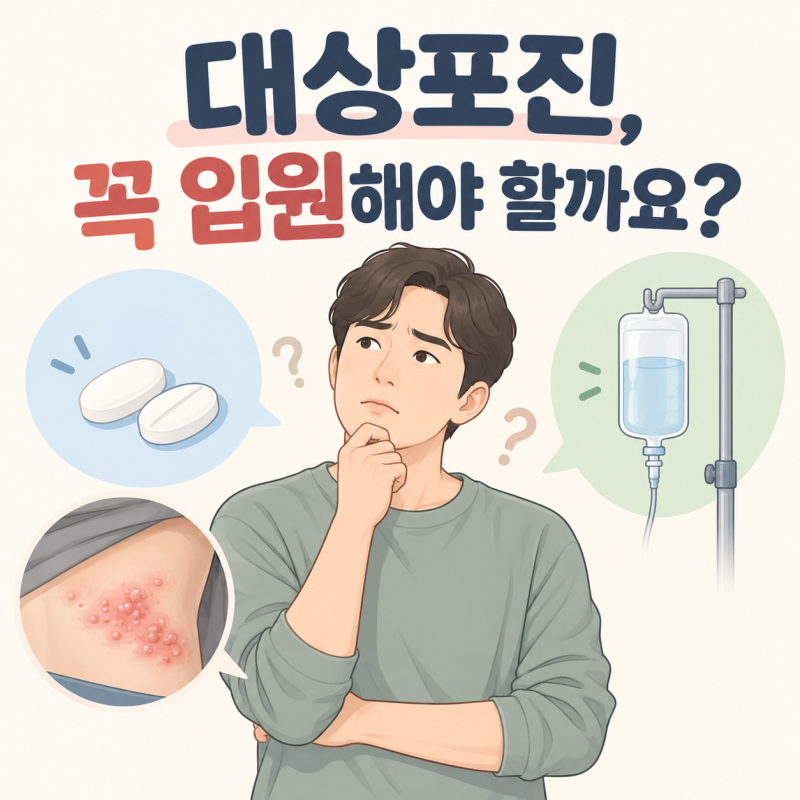 전주 대상포진, 꼭 입원해야 할까요? 건강한 성인은 경구약으로 충분한 경우가 많습니다