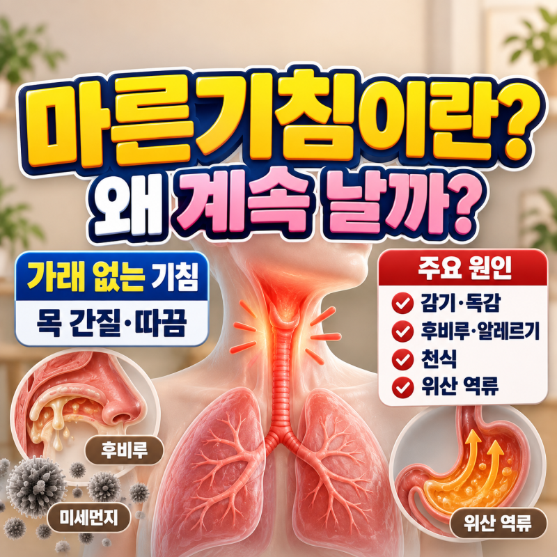 마른기침 계속 나는 이유는? 원인부터 멈추는법, 약·가래·병원까지