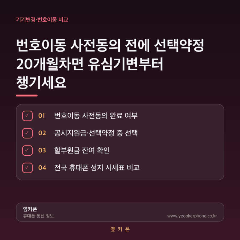 번호이동 사전동의 전에 선택약정 20개월차면 유심기변부터 챙기세요