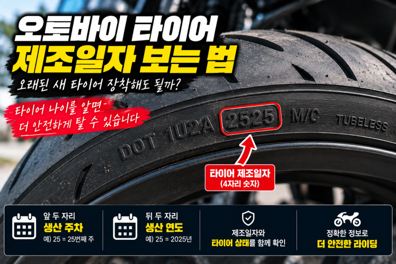 오토바이 타이어 제조일자 보는 법, 오래된 새 타이어 장착해도 될까?