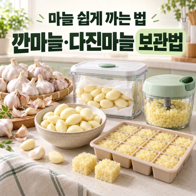 [내돈내산] 마늘 쉽게 까는 법·깐마늘·다진마늘 보관법｜코멧 마늘 다지기, 다이소 진공용....
