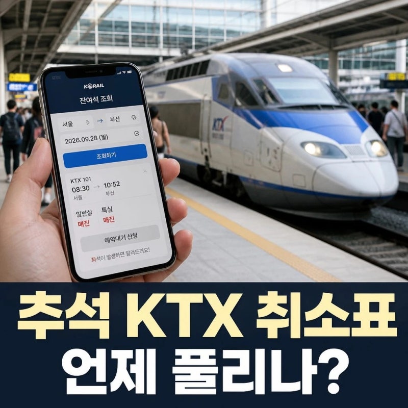 2026 추석 KTX 취소표 언제 풀리나?｜오늘 결제 시작·잔여석·예약대기 잡는 법