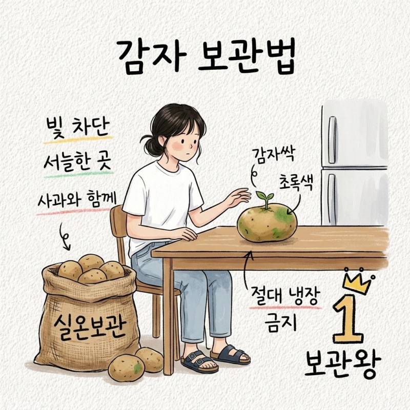 감자 보관법 실온보관 냉장보관 감자싹 초록색 종류