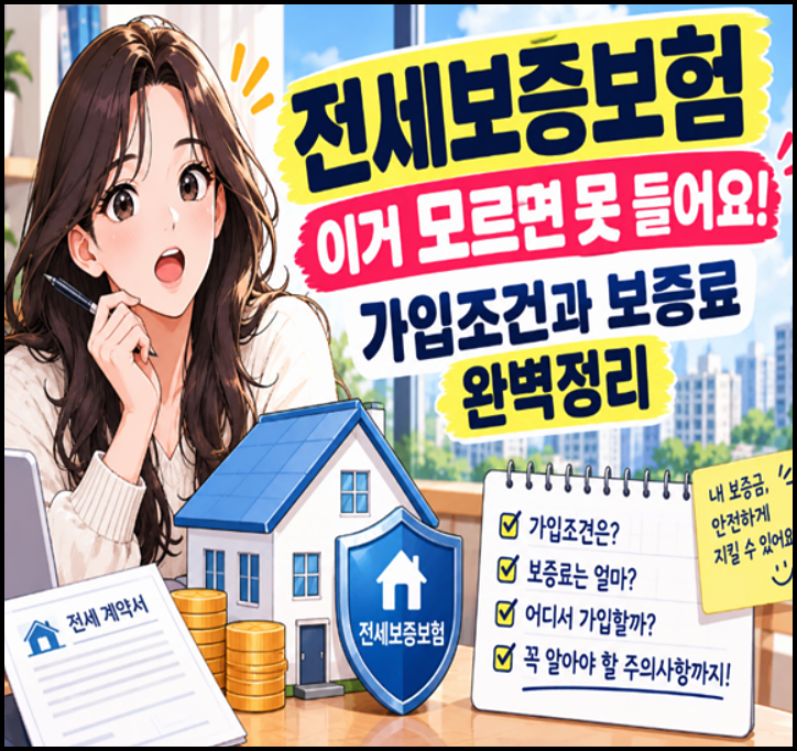 전세보증보험 이거 모르면 못 들어요, 가입조건과 보증료 완벽정리