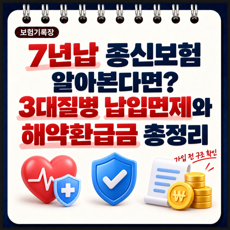 7년납 종신보험 알아본다면? 3대질병 납입면제와 해약환급금까지 총정리