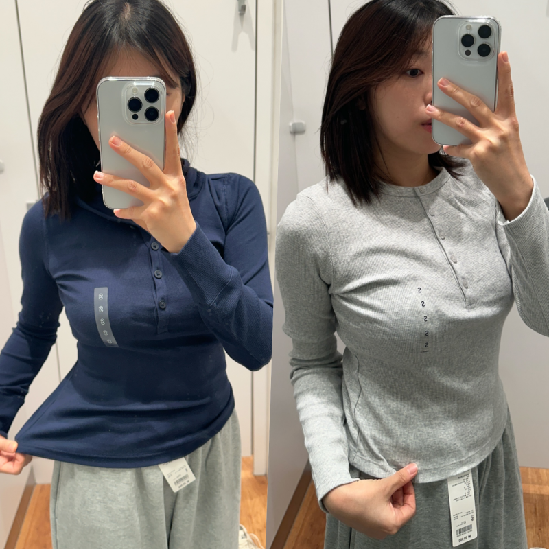무조건 뽕뽑는 유니클로 후드립T 립헨리넥T 티셔츠 여자 사이즈 리뷰