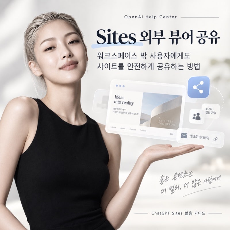 ChatGPT Sites, 이제 워크스페이스 밖 사람에게도 안전하게 공유할 수 있습니다