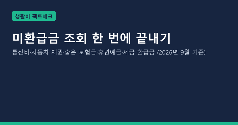 미환급금 조회 한 번에 끝내기: 통신비·자동차 채권·숨은 보험금·휴면예금·세금 환급금 찾....