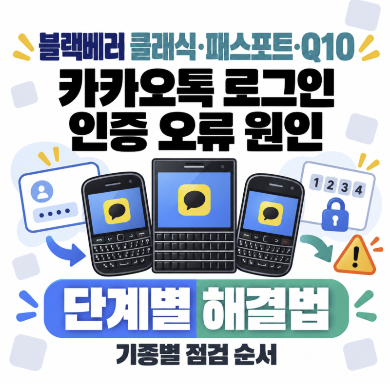 블랙베리 클래식, 패스포트, Q10 카카오톡 로그인 인증 오류 원인과 단계별 해결법