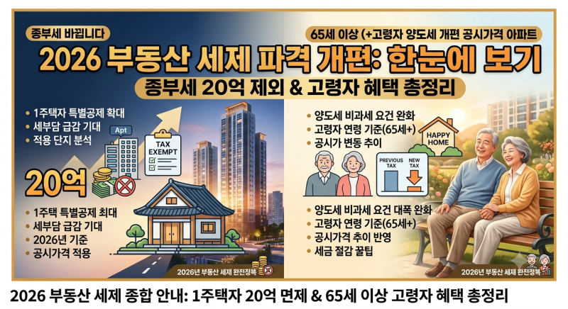2026 종부세 바뀝니다｜1주택 20억까지 제외? 65세 이상(+고령자 양도세 개편 공시가격 아파트)